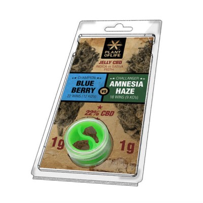 Plant Of Life CBD Jelly 22% Blueberry vs Amnesia Haze 1g