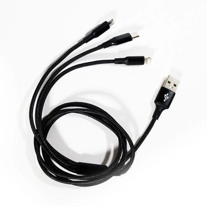 Cable USB 3 in 1 Type C/Micro USB/Lighting 125cm 2.8A