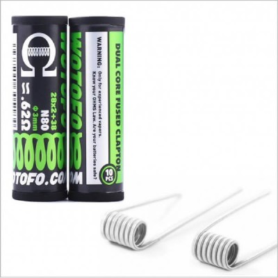 Wotofo Dual Core Fused Clapton 0.62ohm Prebuilt Coils Wotofo Dual Core Fused Clapton 0.62ohm Prebuilt Coils