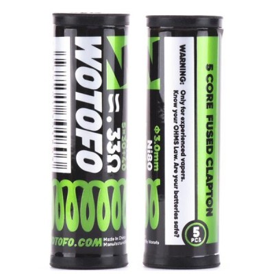 Wotofo Ni80 5 Core Fused Clapton 5*30+40ga 0.33ohm Prebuilt Coils