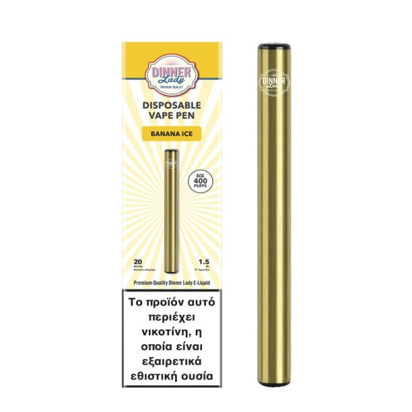 Dinner Lady Banana Ice Disposable Vape Pen 1.5ml 20mg - Χονδρική