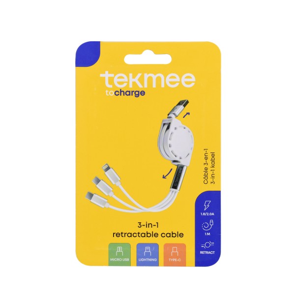 Tekmee Retractable Cable 3 in 1 - Χονδρική