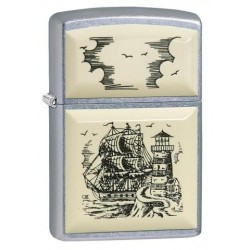 Zippo Scrimshaw Ship